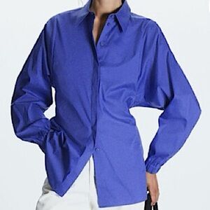 NWOT COS FRENCH BLUE BUTTON-UP SHIRT, US 6